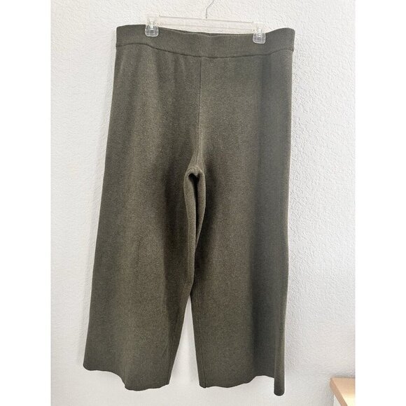 Loft Women's Wide Leg in Birdseye Knit Sz. XL Fern Green Casual Stretch Comfort